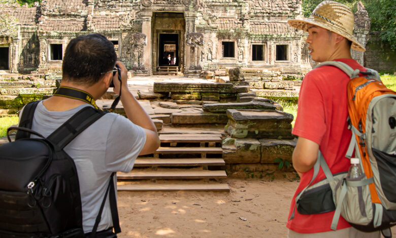 Touristen mit Rucksack